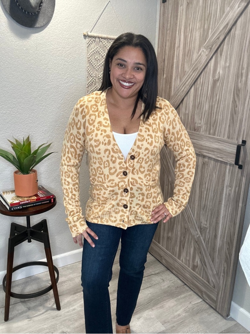 Andree by Unit Leopard Print Button Down Spring Cardigan